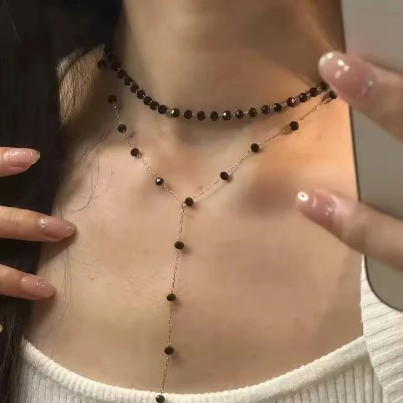 Gothic Y2K Metall Kreuz Anhänger Multi Layer Perlen Halskette Für Frauen Männer Vintage Punk Grunge EMO Charme Schmuck Zubehör Geschenk So ist Leben