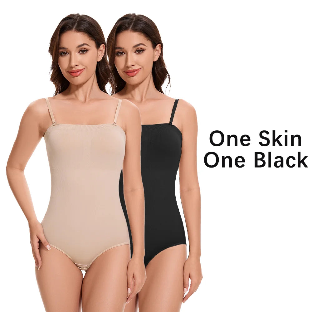 Molasus Abnehmen Trägerlosen Body Off Schulter Frauen Shorts Shapewear Bauch-steuer Body Shaper Sexy Fajas Unterwäsche Bodys So ist Leben