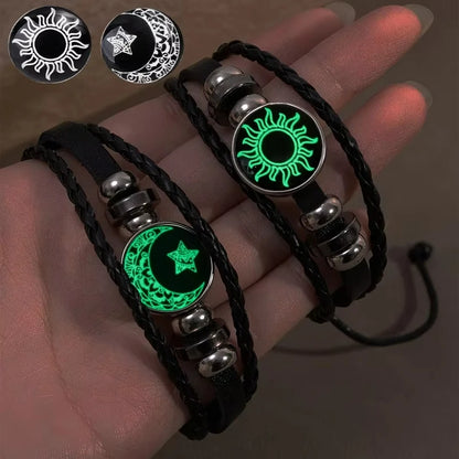 1/2 Stück Sonnen- und Mond-Armband, leuchtend, verstellbar, schwarz, geflochten, romantische Armbänder für Freunde, Freundin, Freundschaft, Geburtstagsgeschenke So ist Leben