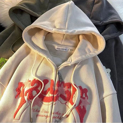 Lässiger Langarm-Sweatshirt-Hoodie mit Stickerei - So ist Leben