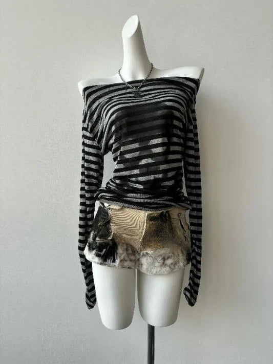 Amerikanischen Vintage Print T-shirt Frauen Ästhetischen Punk Design Langarm Gothic Y2k Tops Subkultur Casual Retro Harajuku Tees So ist Leben