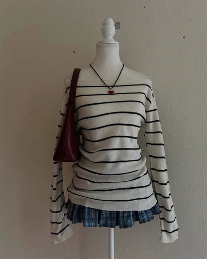 Spicy Girls Stripe Harajuku Y2k Langarm Top Streetwear Rock Goth Chic Crop Top Hip Hop Chic Langarm Pullover Mode Punk So ist Leben