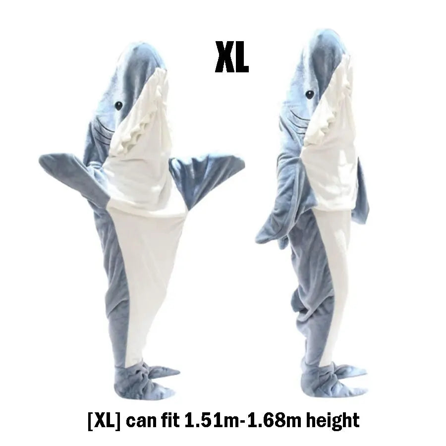 Cartoon Shark Decke Hoodie Frauen Kigurumi Overall Kinder Eltern Mit Kapuze Warme Flanell Lustige Homewear Shark Onesie Schlafsack - So ist Leben