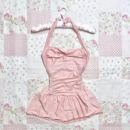 Einfarbiges Kleid mit Schleife und Dekoration, modisches Spitzenrand, lässiges Y2K-Top, emotionales Mädchen, urbane Schönheit, schickes, schlankes, süßes Straßenfrauenkleid So ist Leben