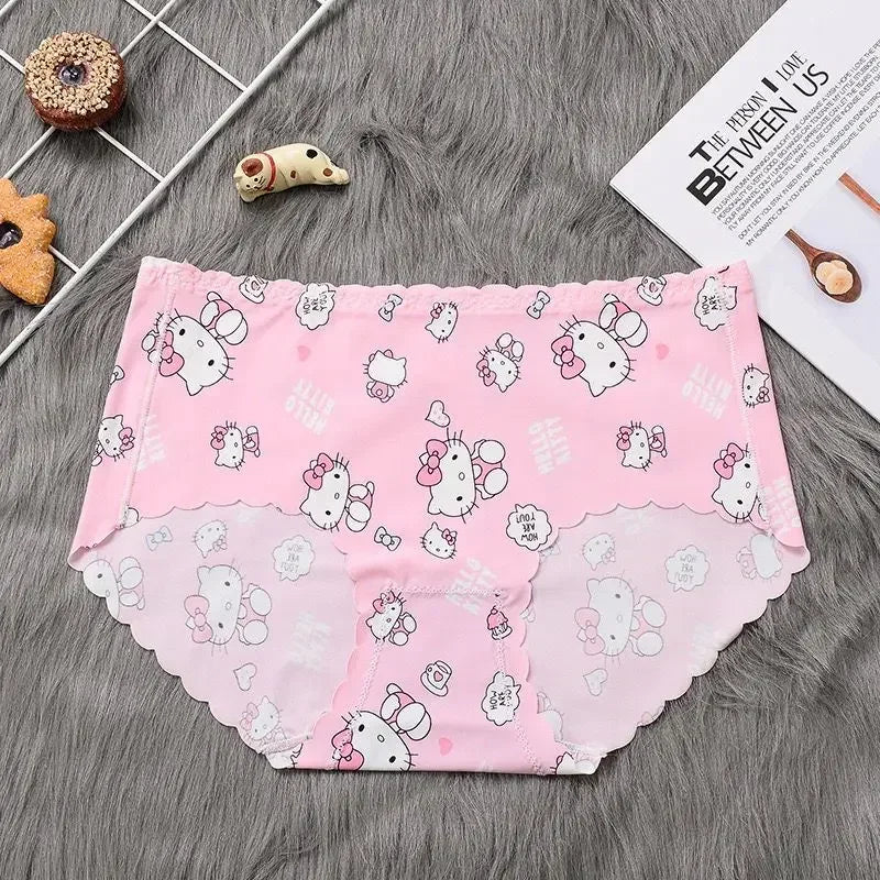Sanrio Kawaii Hello Kitty Höschen Kitty Anime Milchseide Bequeme Sommer atmungsaktive Slips So ist Leben