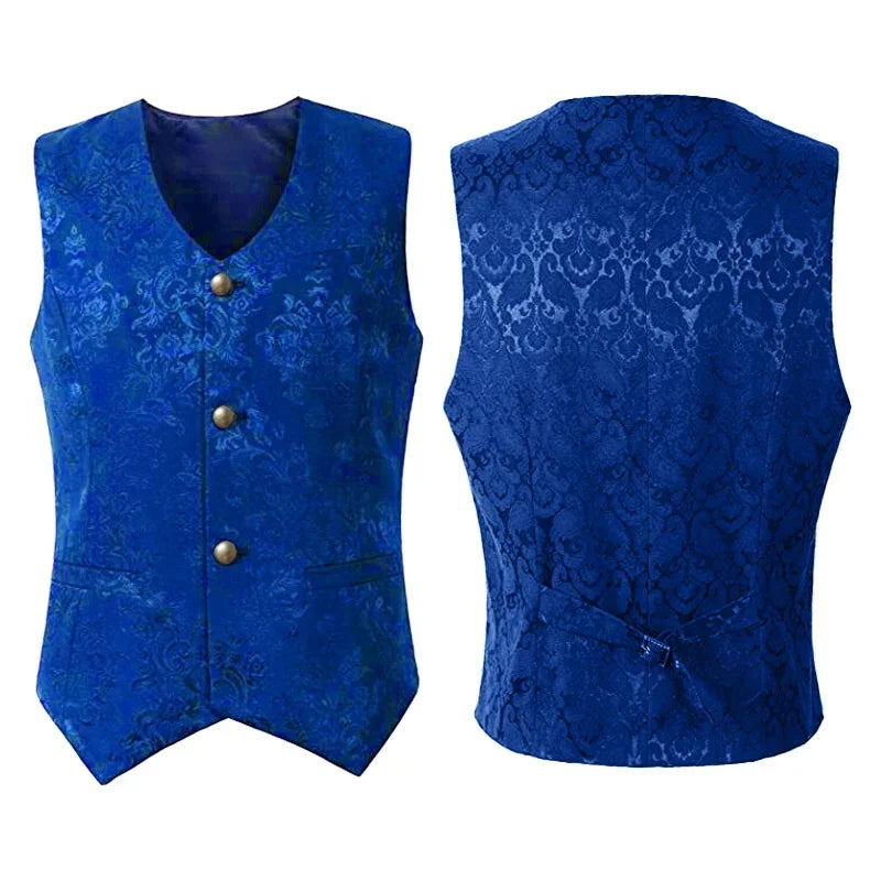 2024 Weste Herren Renaissance Steampunk Mantel Gothic Jacquard Weste Einreiher Business Formelle Kleidung Weste für Anzug So ist Leben