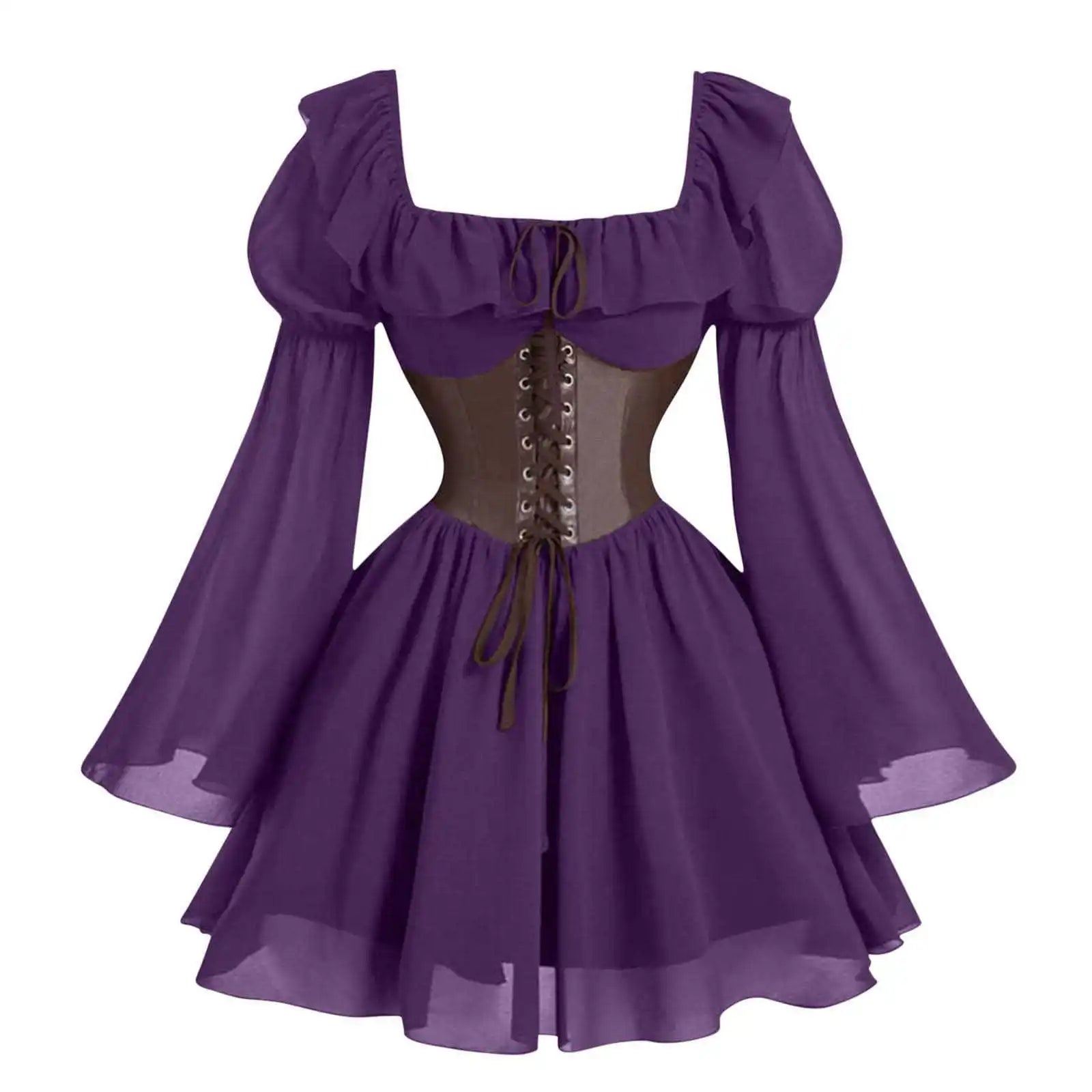 Renaissance-Periode mittelalterliches neues langärmeliges Damenkleid mit Blasenärmeln, Halloween-Mode, Retro, neuer Party-Taillenrock So ist Leben