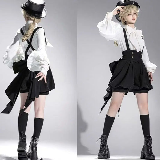 Gothic Lolita Zweiteiler Damen – Modernes A‑Linien Set - So ist Leben