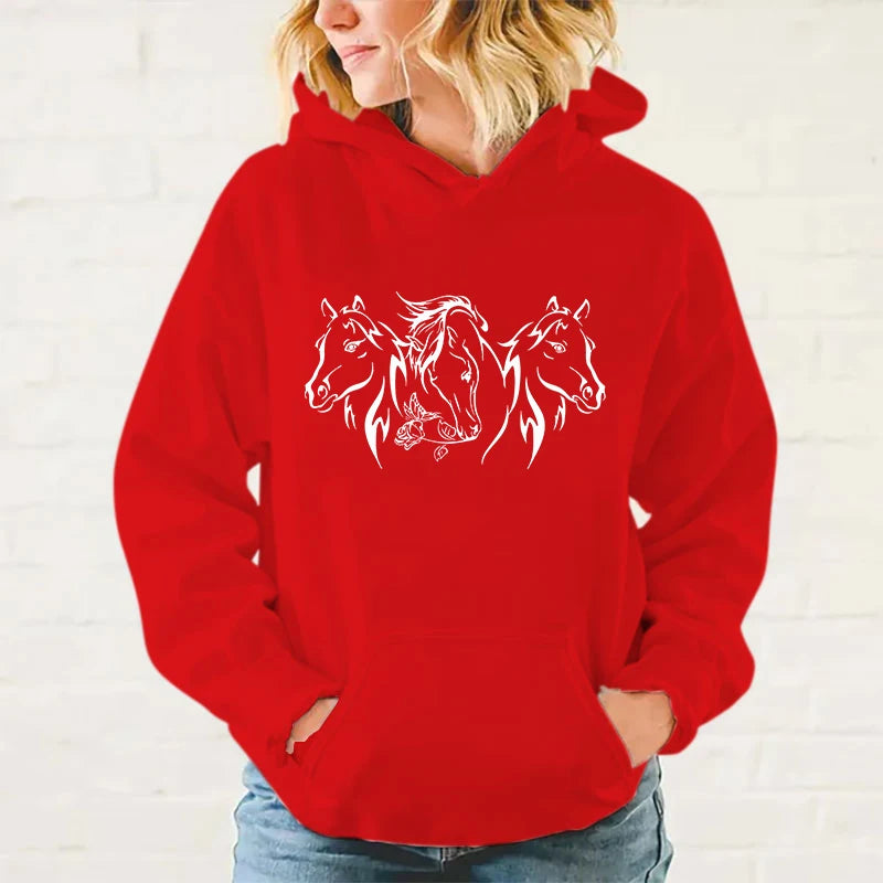 Y2K Hoodies Pferde-Hoodies Pullover Unisex Kapuzenpullover Harajuku Streetwear Langarm So ist Leben