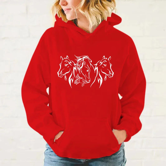 Y2K Hoodies Pferde-Hoodies Pullover Unisex Kapuzenpullover Harajuku Streetwear Langarm So ist Leben