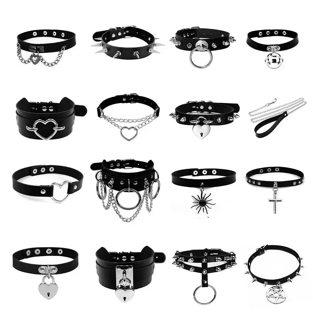 Gothic Heart Lock Choker – Punk Rivet Necklace with Key | Cosplay, Bondage-Inspired Jewelry for Women - So ist Leben