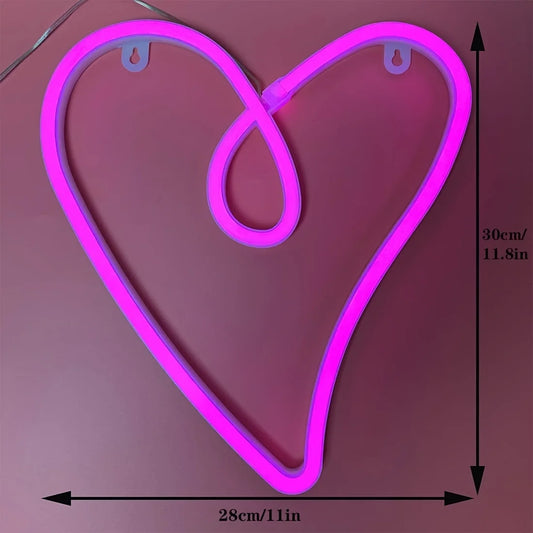 Liebe Neon Valentinstag Geschenk, LED herzförmige Wanddekoration, rosa Raumdekoration lustiges Licht, batteriebetrieben/USB-betrieben So ist Leben