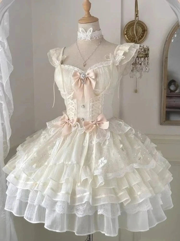 Y2K Retro Kleid mit Spitze und A‑Linien‑Design