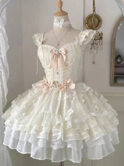 Y2K Retro Kleid mit Spitze und A‑Linien‑Design