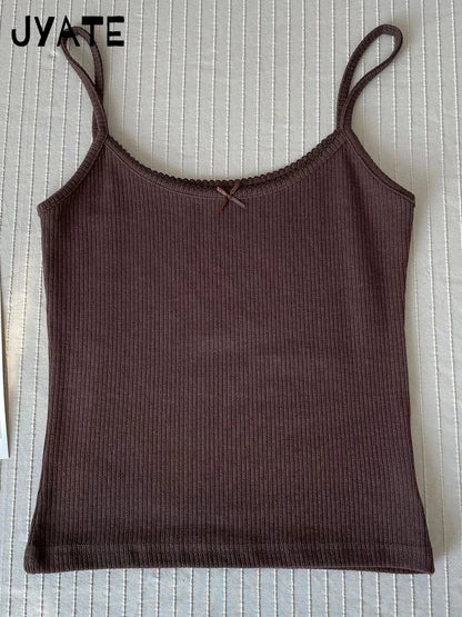 Süße Blumendruck Öse Schleife abgeschnittene Westen Frauen Baumwolle beiläufige dünne Spitzenbesatz Tank Tops Vintage Adrette süße Leibchen Y2K So ist Leben