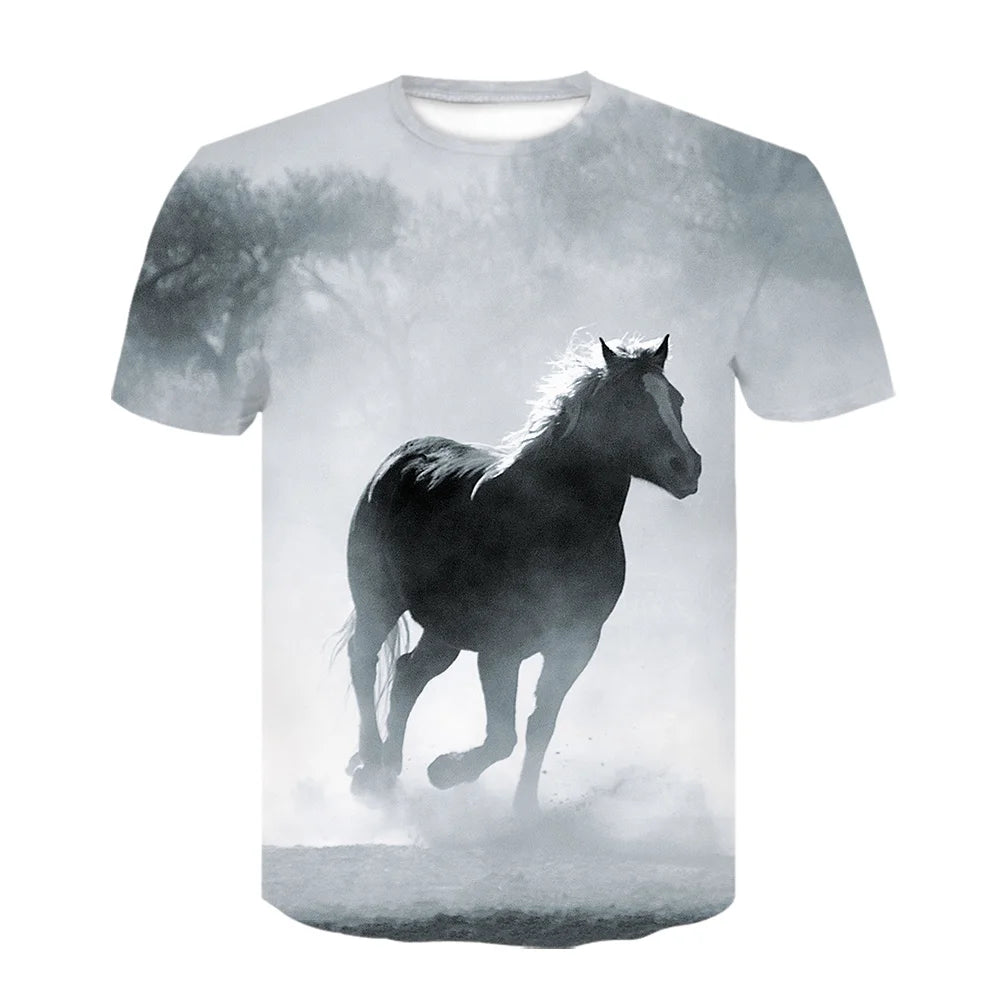 Neue 3d Tier T Hemd Männer Pferd Gedruckt Harajuku Casual Punk Rock Mode Streetwear O Neck Sportliche Atmungsaktive Leichte So ist Leben