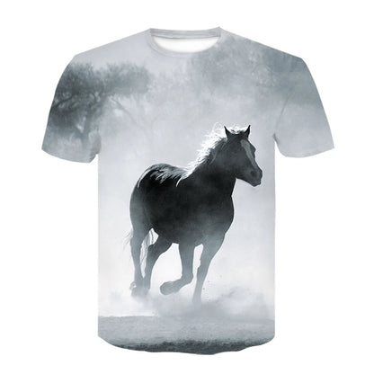 Neue 3d Tier T Hemd Männer Pferd Gedruckt Harajuku Casual Punk Rock Mode Streetwear O Neck Sportliche Atmungsaktive Leichte So ist Leben