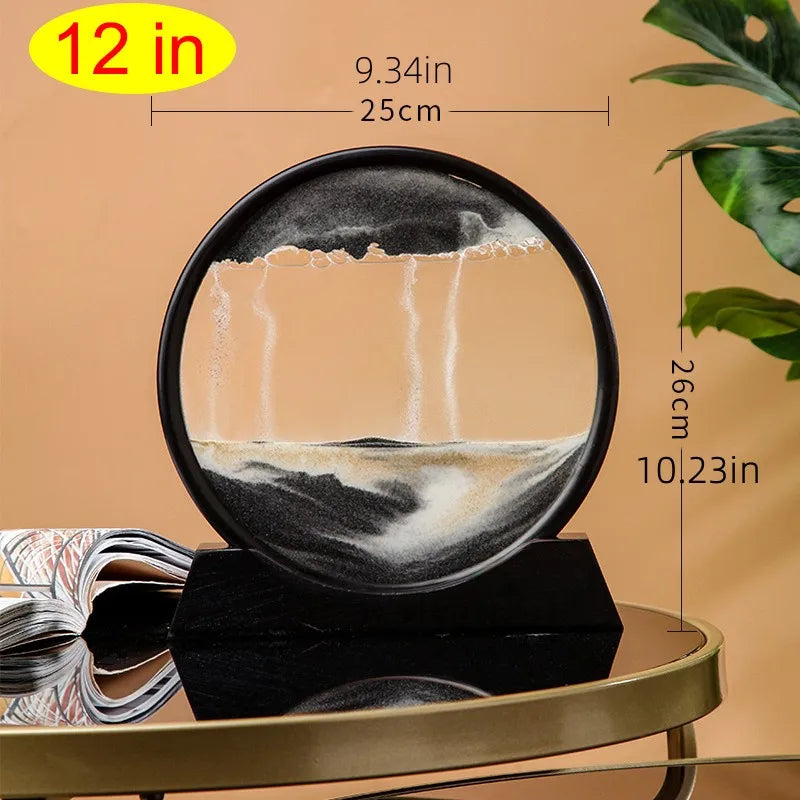 1 Stück 3D Runde Glas-Sanduhr mit Beweglichem Sand, Sandlandschaften als Heimdekoration, Einzigartiges Schreibtisch-Dekor - Bewegliche Sanduhr So ist Leben