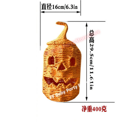 Halloween-Dekorationen Handgewebte Kürbislaterne aus Weide Hexenhut-Aufbewahrungsbox Dekorative Heim-Statue Ornamente Weihnachtsdekoration So ist Leben