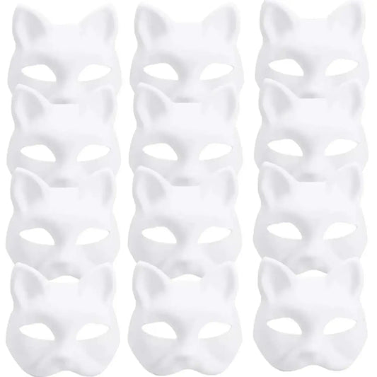 5PCS Therian Masken Weiße Katze Masken Blank DIY Halloween Maske Tier Halbe Gesichtsmasken Maskerade Cosplay Party - So ist Leben