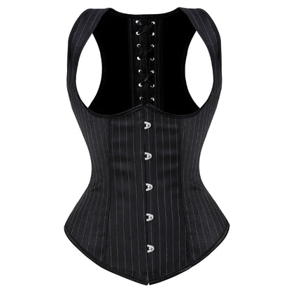 Unterbrust-Korsett in Übergröße, Taillentrainer, Steampunk-Korsett mit Riemen, Gothic-Korsett mit Schnürung am Rücken und Streifen So ist Leben