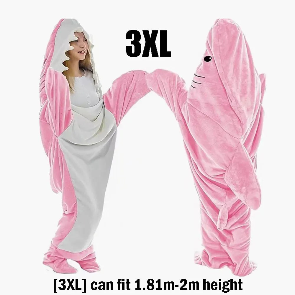 Cartoon Shark Decke Hoodie Frauen Kigurumi Overall Kinder Eltern Mit Kapuze Warme Flanell Lustige Homewear Shark Onesie Schlafsack - So ist Leben