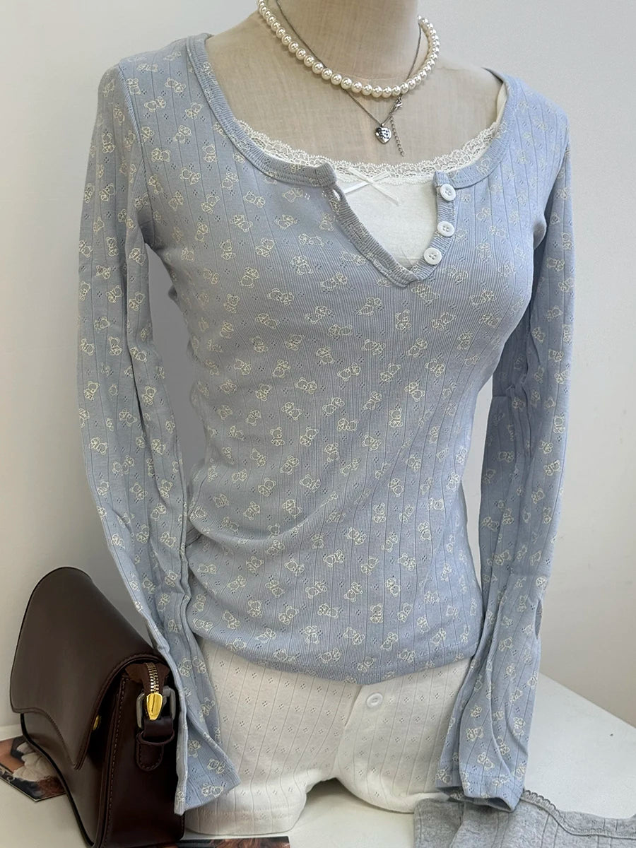 Y2K Langarmshirt Damen – Gestreift & Modern - So ist Leben