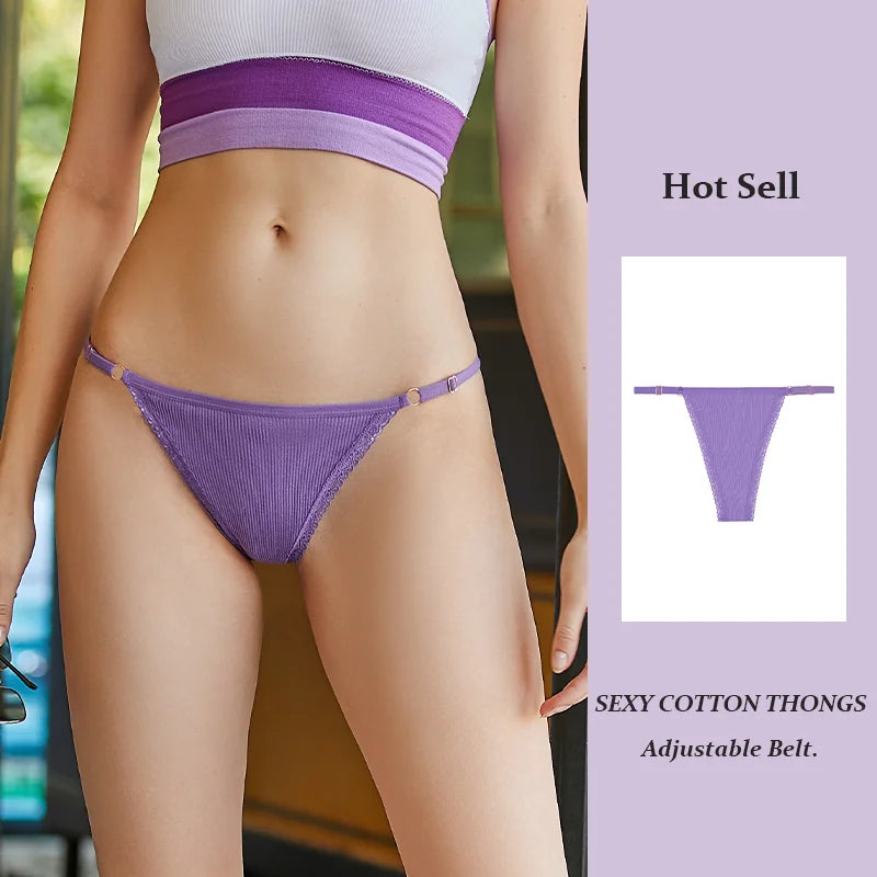 Sexy Frauen Baumwolle Tangas verstellbaren Gürtel nahtlosen Höschen atmungsaktive niedrige Taille Dessous weibliche weiche einfarbige Intimates So ist Leben