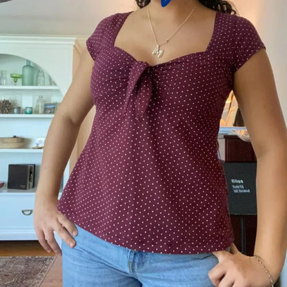 Damen Fairy Grunge Coquette T-Shirts Y2K Süße Kurzarm Babydoll Tops 90er Jahre Preppy Girls Vintage Ästhetische Blusen Crop Tops So ist Leben