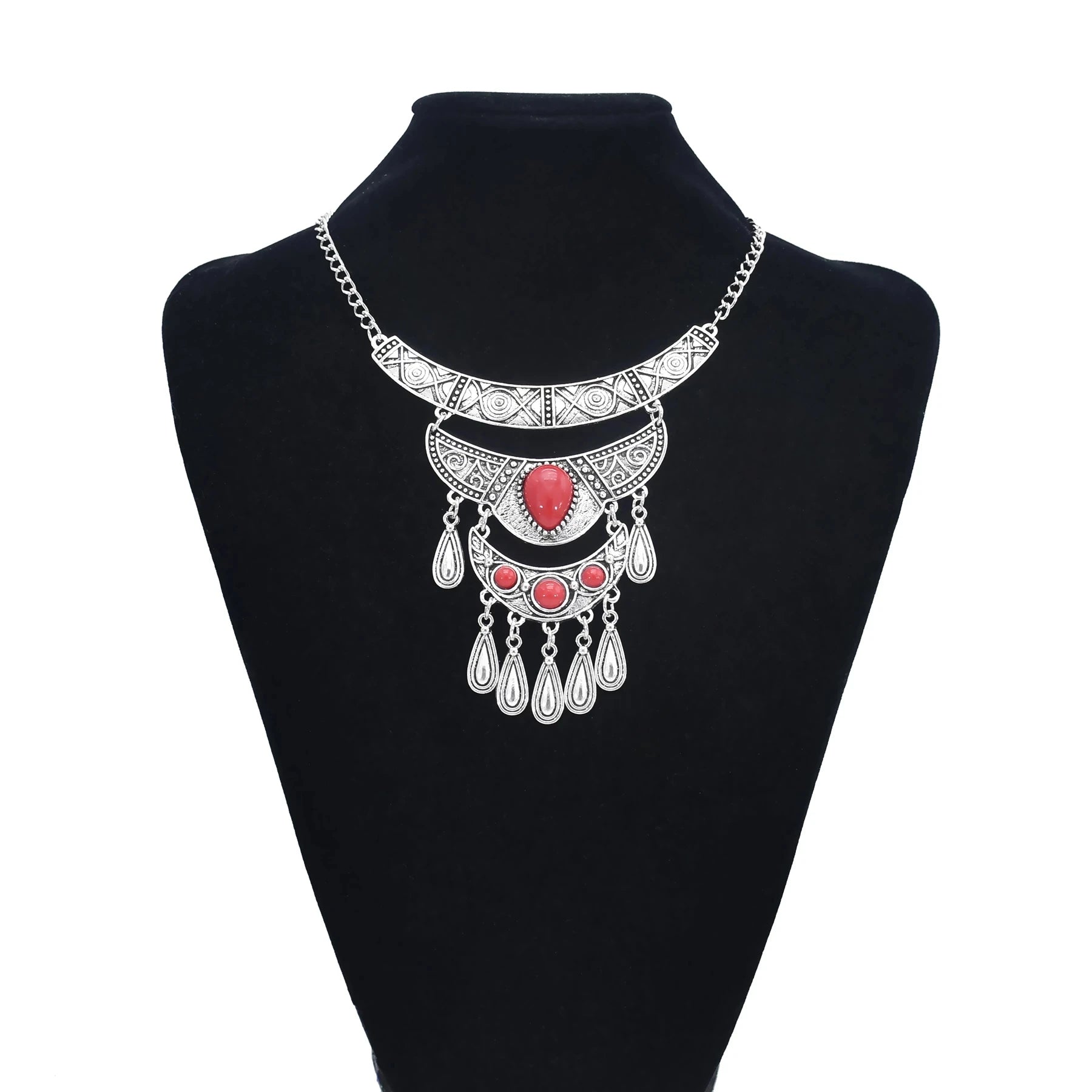Türkei Bohemian Schwarz Blau Stein Ethnische Münze Quaste Halskette Türkische Gypsy Boho Strand Halsband Lätzchen Indien Halskette für Frauen Party So ist Leben
