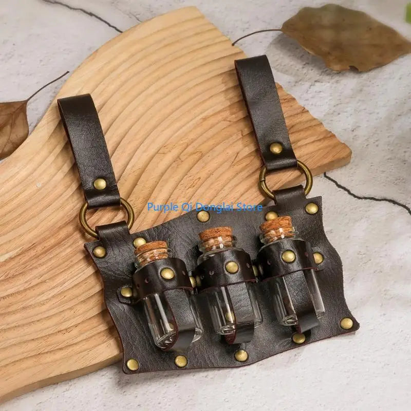 L21E Alchemist Belt Steampunk Kostüm PU Ledertrankträger Magics Flügelhalte So ist Leben