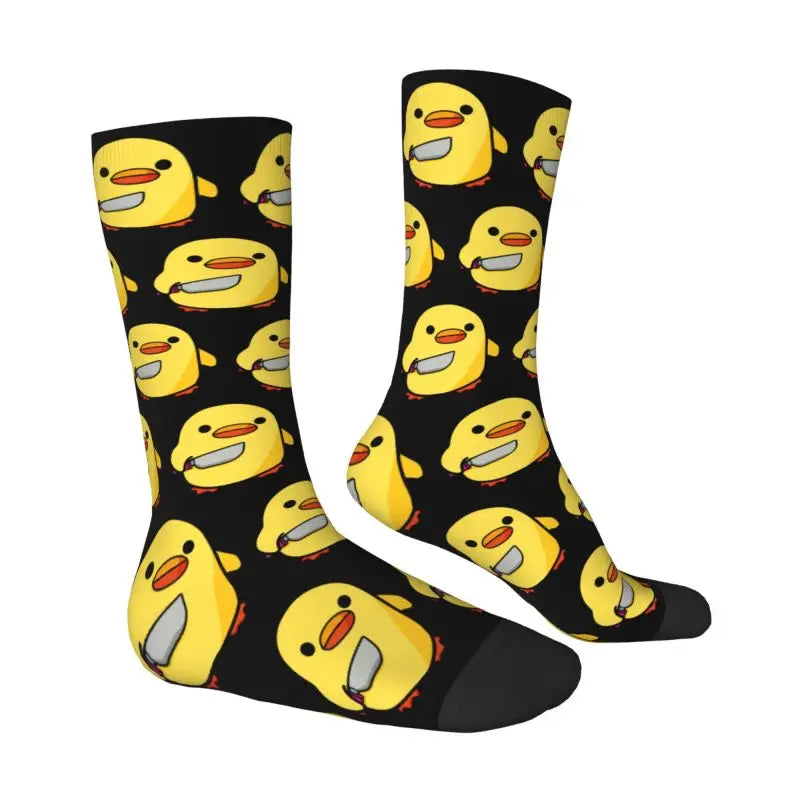Enten mit Messer Herren Crew Socken Unisex Mode Tier Cartoon Frühling Sommer Herbst Winter Kleid Socken So ist Leben