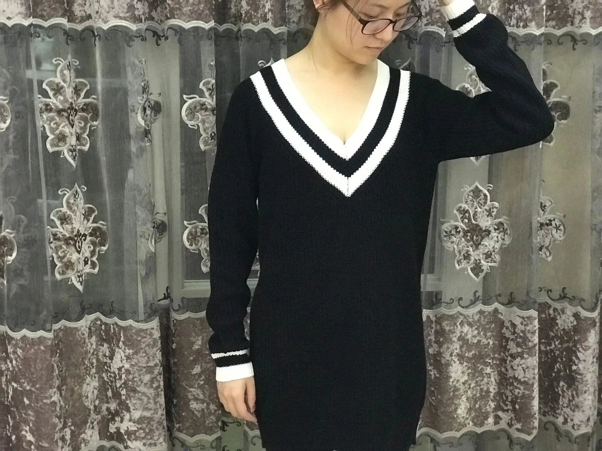Loose Fit V-Ausschnitt Strickwaren Damen Frühling Herbst Neuer Stil Langarm Dünner Pullover Bequem Atmungsaktiv Modisch So ist Leben