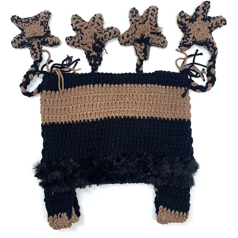 Japanische Designer Pentagramm Skullies Beanie Frauen Herbst Winter Warm Gehörschutz Handgemachte Gestrickte Hut Katzenohren Streifen Kappe Y2K So ist Leben