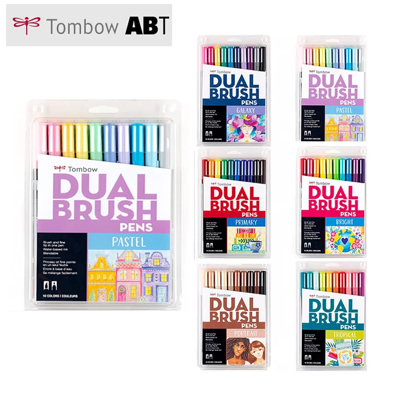Tombow Aquarell-Marker-Set, 10-teilig, ABT-Nylon, weiche Spitze, Doppelpinselstift, ungebunden, ungiftig, sicheres Zeichenhandbuch, japanisches Briefpapier So ist Leben