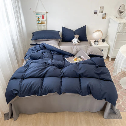 Schwarzes Bettwäsche set weiches Bettwäsche set gewaschener Baumwoll bett bezug Kissen bezug und Bettlaken постельное бельё набор Home Bettwäsche So ist Leben
