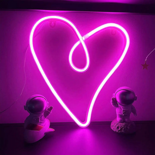 Liebe Neon Valentinstag Geschenk, LED herzförmige Wanddekoration, rosa Raumdekoration lustiges Licht, batteriebetrieben/USB-betrieben So ist Leben