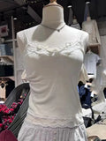 Süße Spitze Patchwork Schlank Tank Tops Frauen Sommer Weiß Sexy Einfache Baumwolle Weiche Ärmellose Westen Weibliche Vintage Chic Y2K Leibchen So ist Leben