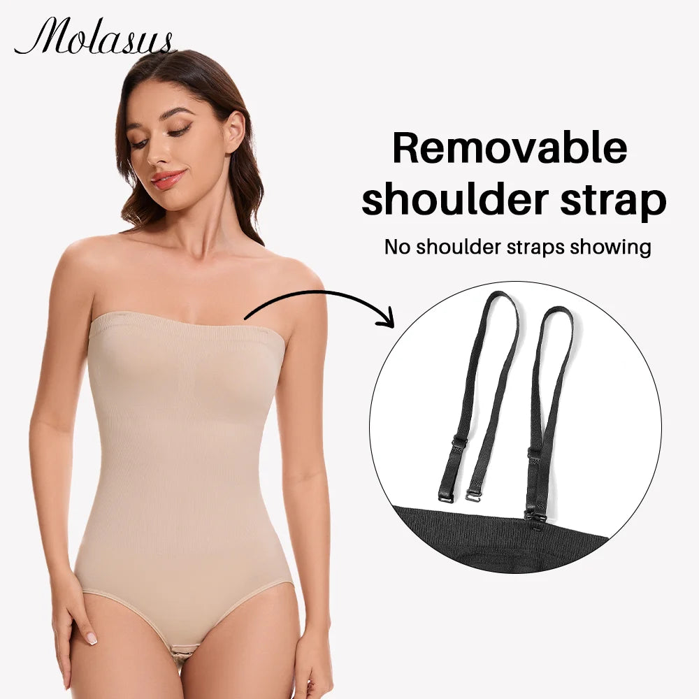 Molasus Abnehmen Trägerlosen Body Off Schulter Frauen Shorts Shapewear Bauch-steuer Body Shaper Sexy Fajas Unterwäsche Bodys So ist Leben