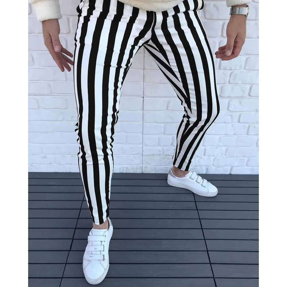2026 Neue Herren-Bleistifthose Mode Klassische Lässige Gestreifte Bedruckte Hose Männliche Streetwear Business Sport Slim-Fit-Hose Herrenbekleidung So ist Leben