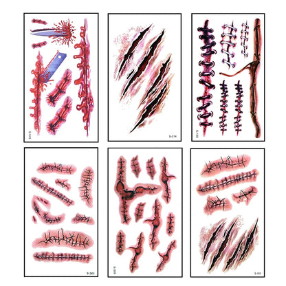6 stücke Halloween Blutige Wunde Tattoo Aufkleber Trick Scary Wasserdicht Temporäre Tattoo DIY Gefälschte Tattoo Halloween Party Dekoration So ist Leben