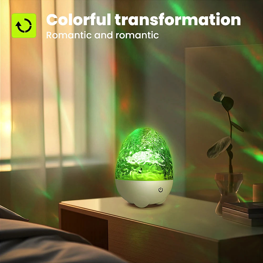 Aurora- oder Ocean Wave-Projektorlampe mit Fernbedienung, Musiklautsprechermodus, RGB-Farbeffekte, wiederaufladbares Licht als Raumgeschenk So ist Leben