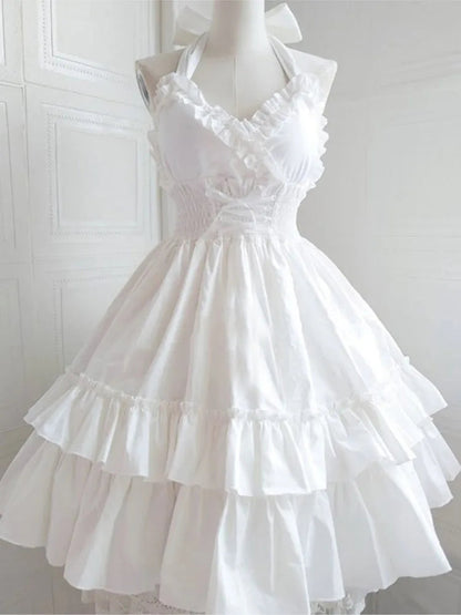 Sommer Klassische Elegante Hosenträger Kleid Lolita Solide Kawaii Lolita Retro Weiche Mädchen Tee Party JSK Hosenträger Kleid So ist Leben