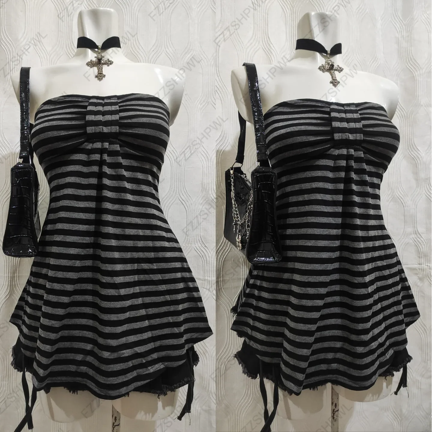 Gothic Y2K Damen Langarm T-Shirt Sexy Slim Fit Chic Slash Neck Zipper Design Crop Top Rock Punk Hip Hop Damen Streetwear So ist Leben