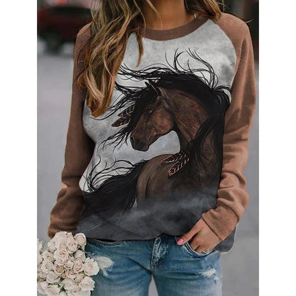 Herbst Pferd Sweatshirts Tier 3D Druck Hoodies Frauen Mode Langarm Y2k Hoodie Übergroßen Pullover Tops Weibliche Kleidung So ist Leben