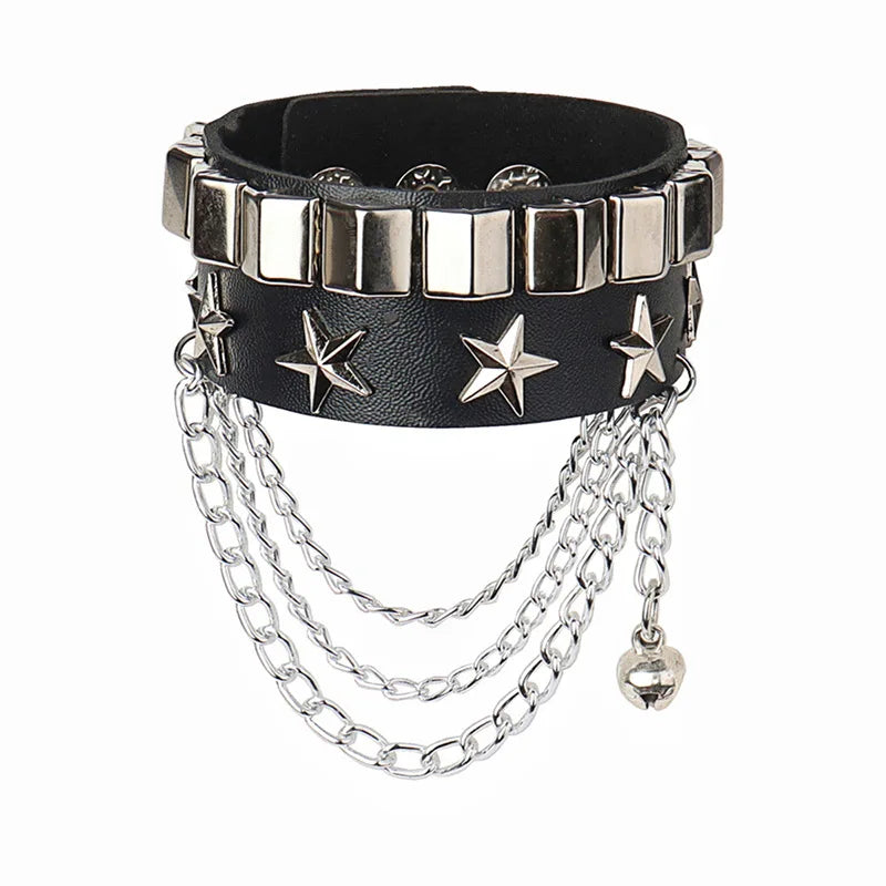Punk Niet Stern PU Leder Armband Für Frauen Männer Hip Hop Gothic Dark Girl Rock Schmuck Anhänger Liebe Kette Hip Hop Zubehör So ist Leben