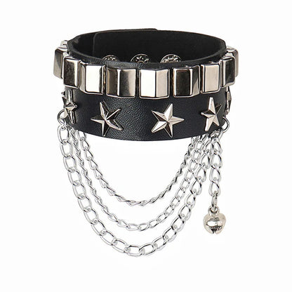 Punk Niet Stern PU Leder Armband Für Frauen Männer Hip Hop Gothic Dark Girl Rock Schmuck Anhänger Liebe Kette Hip Hop Zubehör So ist Leben