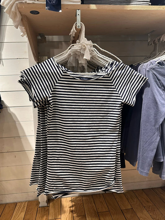 Gerollt Slash Neck Gestreiftes T-Shirt Frauen Sommer Kurzarm Casual Tees Tops Mode Y2K Dünnes T-shirt T-Shirts 2025 So ist Leben