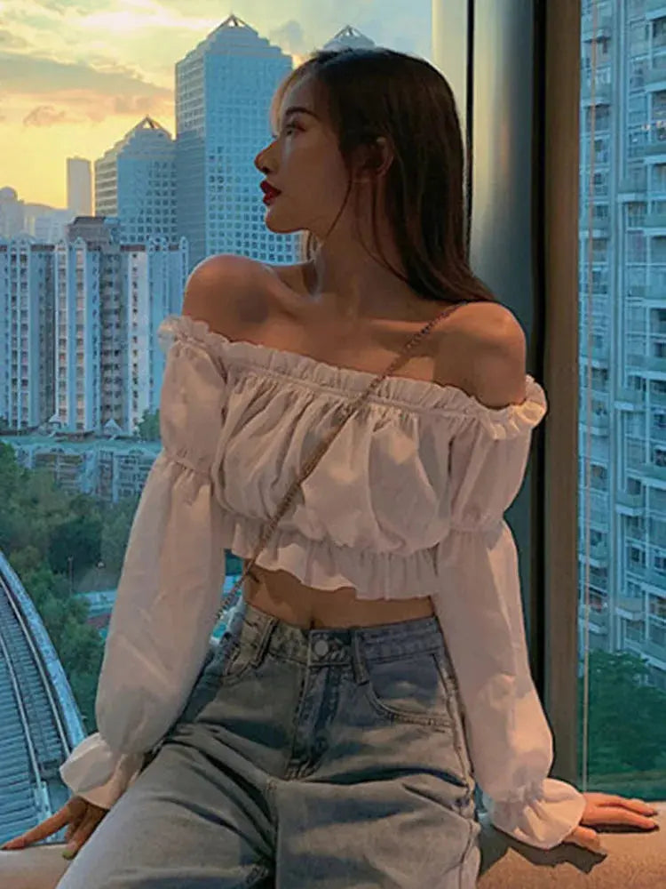 Top Langarm Schulter Sommer Tube Top - So ist Leben
