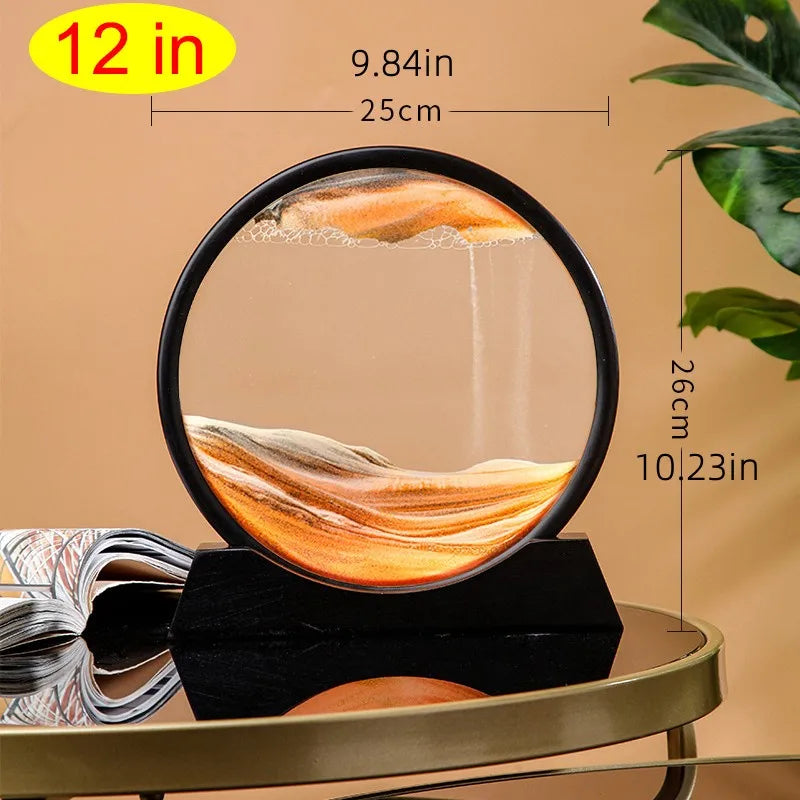 1 Stück 3D Runde Glas-Sanduhr mit Beweglichem Sand, Sandlandschaften als Heimdekoration, Einzigartiges Schreibtisch-Dekor - Bewegliche Sanduhr So ist Leben